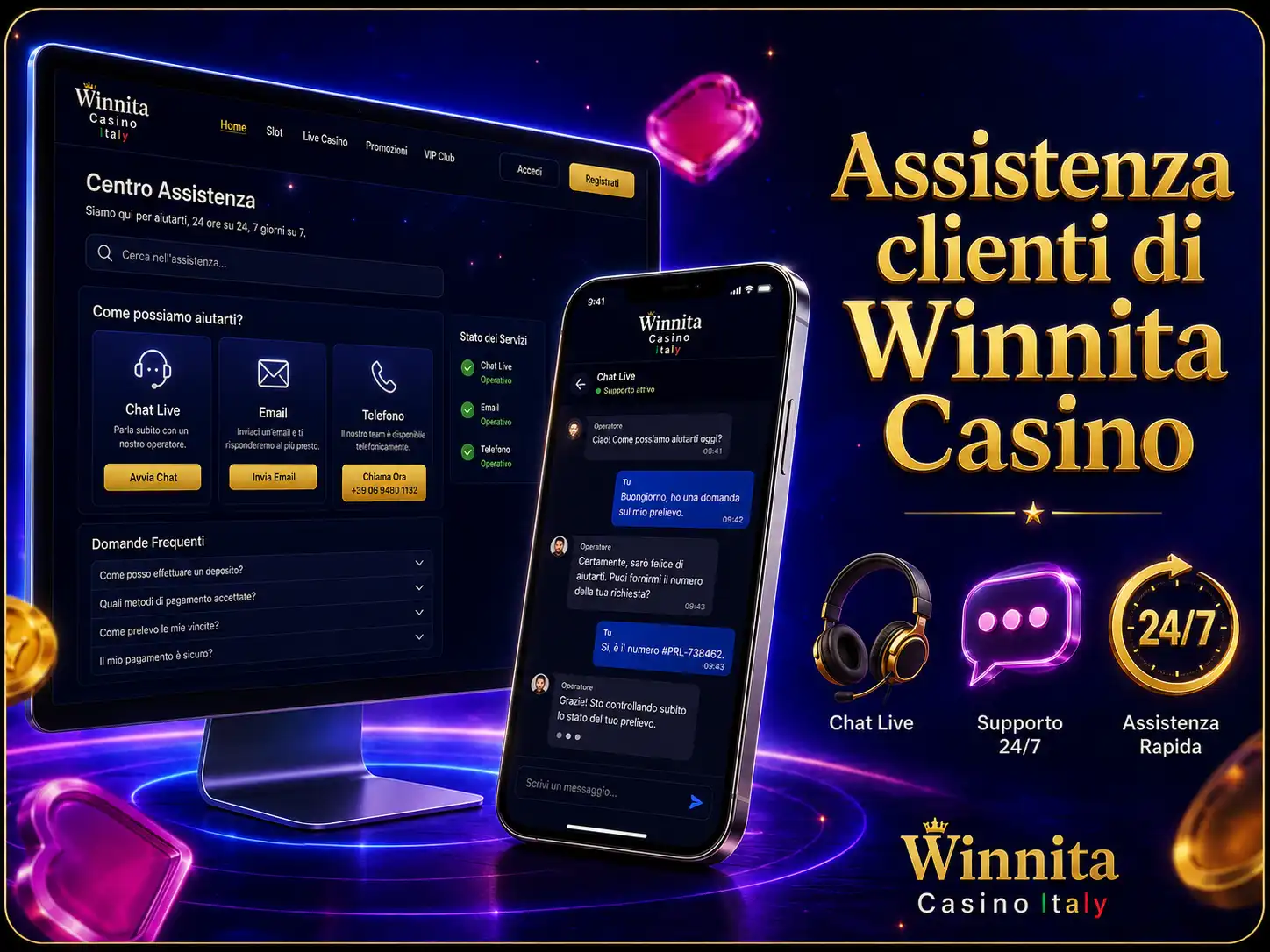 Assistenza clienti di Winnita Casino: canali e utilizzo corretto